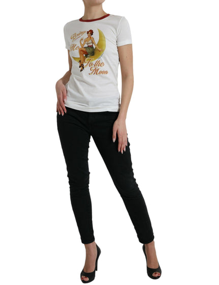 Dolce & Gabbana White Bring Me To The Moon T-shirt Top - Ellie Belle