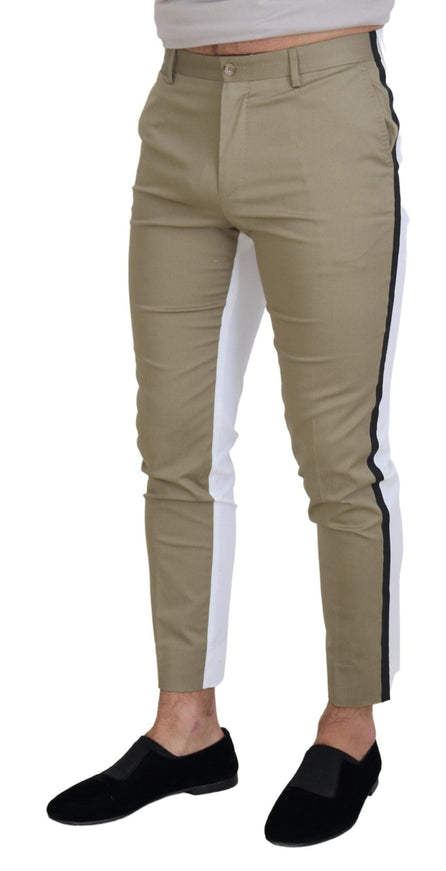 Dolce & Gabbana White Brown Slim Fit Chino Pants - Ellie Belle