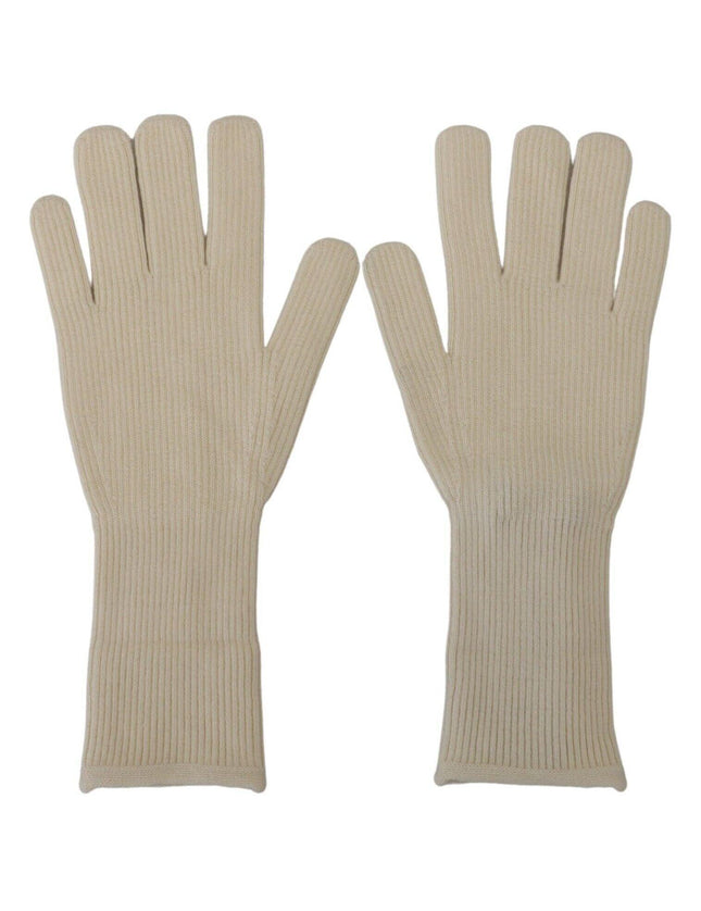 Dolce & Gabbana White Cashmere Knitted Hands Mitten Mens Gloves - Ellie Belle
