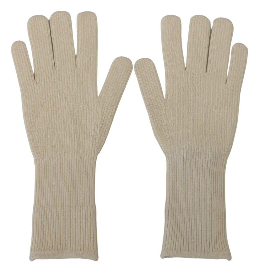 Dolce & Gabbana White Cashmere Knitted Hands Mitten Mens Gloves - Ellie Belle