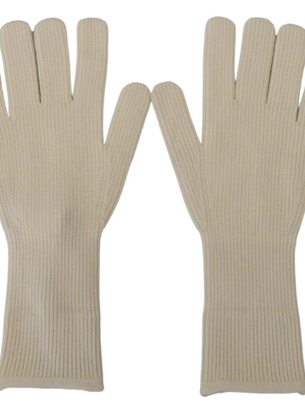 Dolce & Gabbana White Cashmere Knitted Hands Mitten Mens Gloves - Ellie Belle