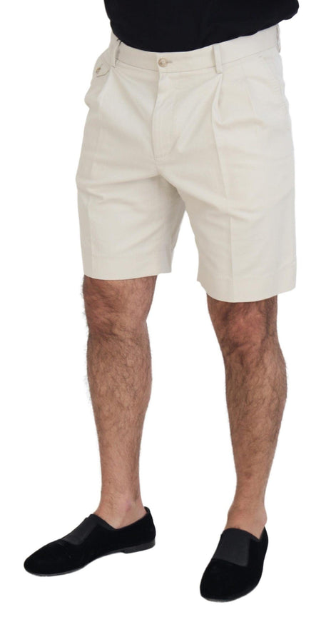 Dolce & Gabbana White Chinos Cotton Stretch Casual Shorts - Ellie Belle