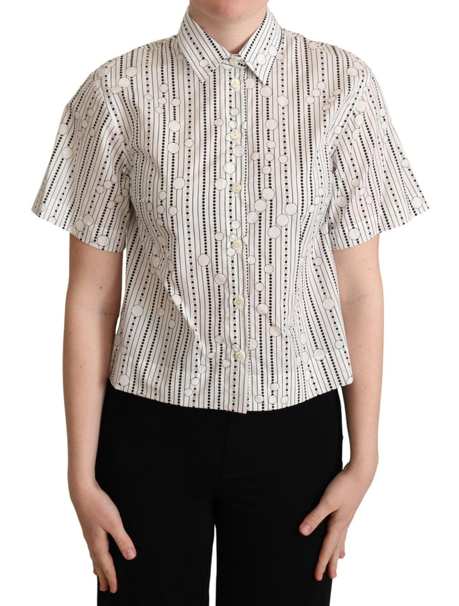 Dolce & Gabbana White Circles Dots Collared Button Up Shirt - Ellie Belle