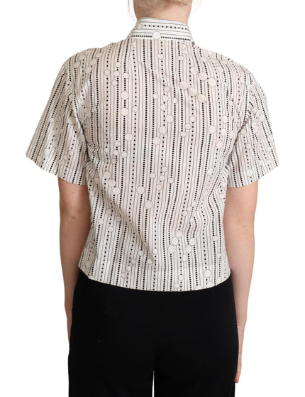 Dolce & Gabbana White Circles Dots Collared Button Up Shirt - Ellie Belle