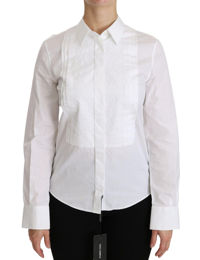 Dolce & Gabbana White Collared Long Sleeve Polo Shirt - Ellie Belle