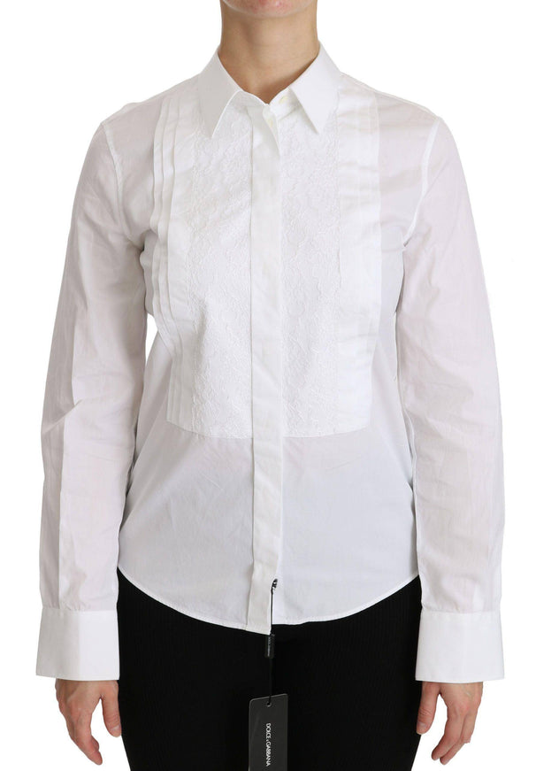 Dolce & Gabbana White Collared Long Sleeve Polo Shirt