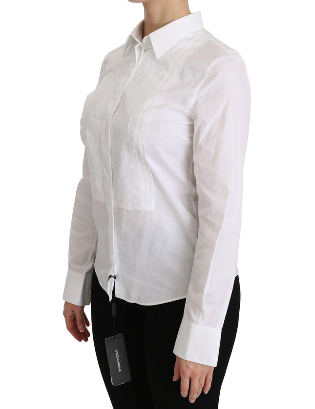 Dolce & Gabbana White Collared Long Sleeve Polo Shirt - Ellie Belle