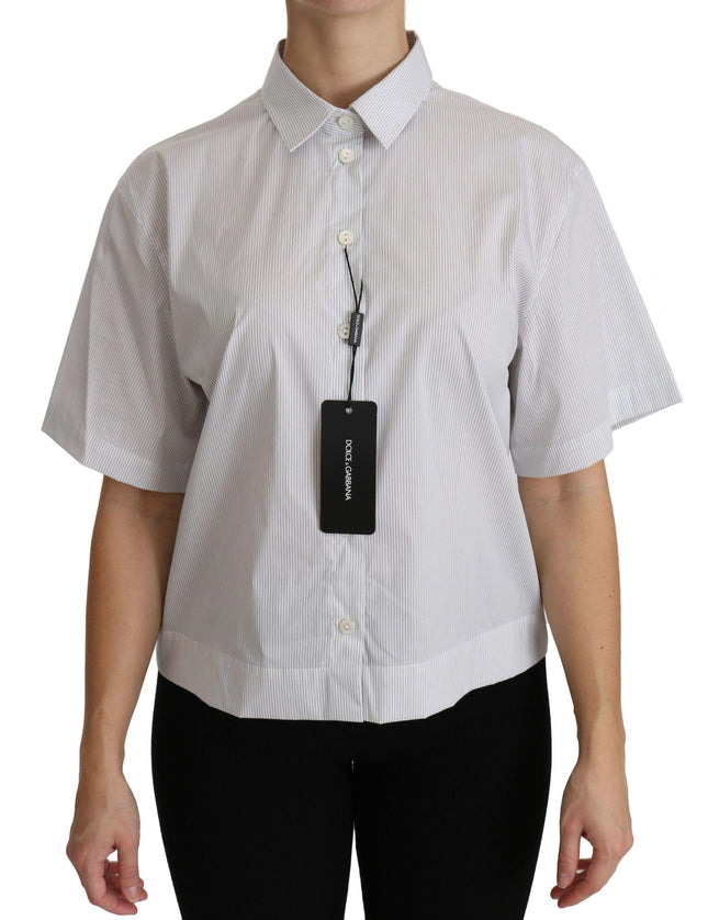Dolce & Gabbana White Collared Short Sleeve Polo Shirt Top - Ellie Belle