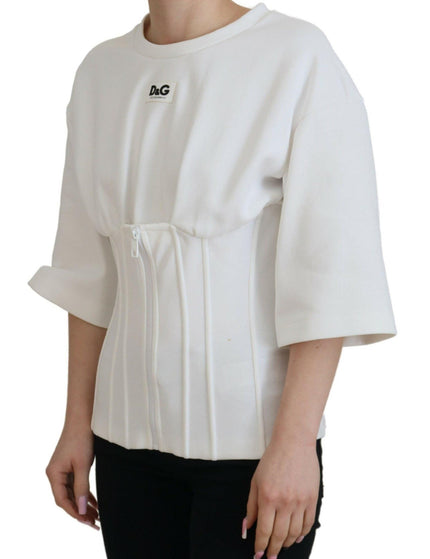 Dolce & Gabbana White Corset Stretch Cotton Top T-shirt - Ellie Belle