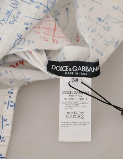 Dolce & Gabbana White Cotton Algebra Print Short Sleeves Top - Ellie Belle
