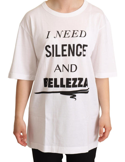 Dolce & Gabbana White Cotton BELLEZZA Motive Top T-shirt - Ellie Belle