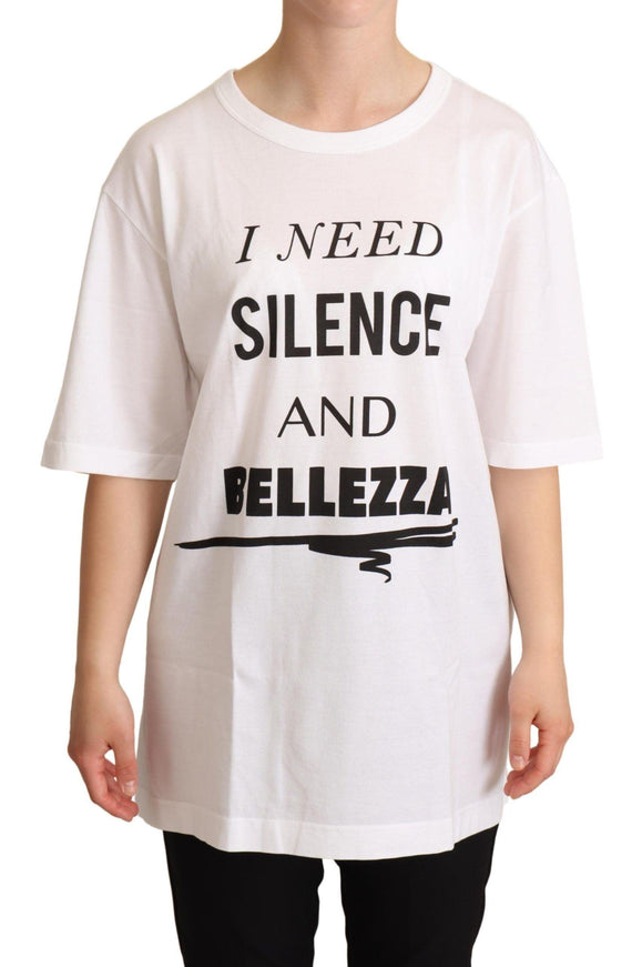 Dolce & Gabbana White Cotton BELLEZZA Motive Top T-shirt - Ellie Belle