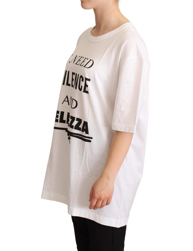 Dolce & Gabbana White Cotton BELLEZZA Motive Top T-shirt - Ellie Belle
