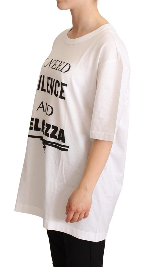 Dolce & Gabbana White Cotton BELLEZZA Motive Top T-shirt - Ellie Belle