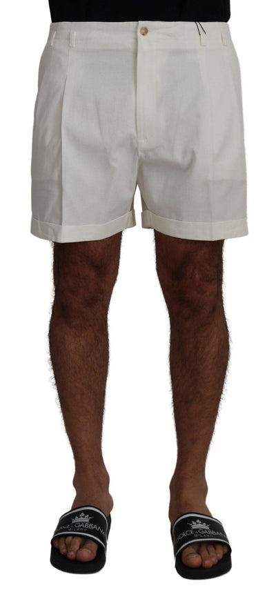 Dolce & Gabbana White Cotton Bermuda Casual Shorts - Ellie Belle