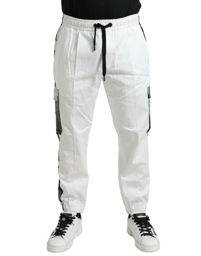 Dolce & Gabbana White Cotton Blend Jogger Men Sweatpants Pants - Ellie Belle