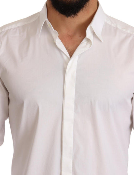 Dolce & Gabbana White Cotton Blend Men Formal Shirt - Ellie Belle