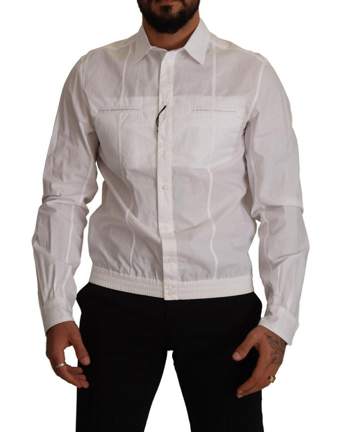 Dolce & Gabbana White Cotton Button Down Men Collared Shirt - Ellie Belle