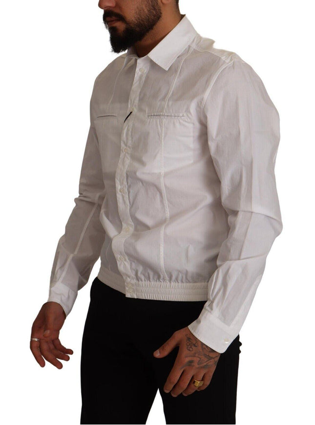 Dolce & Gabbana White Cotton Button Down Men Collared Shirt - Ellie Belle
