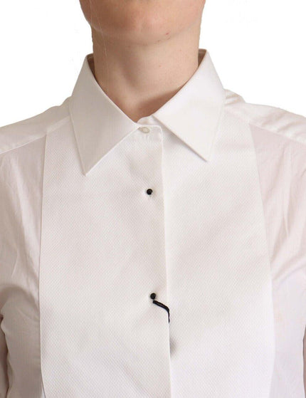 Dolce & Gabbana White Cotton Collared Long Sleeve Shirt Top - Ellie Belle