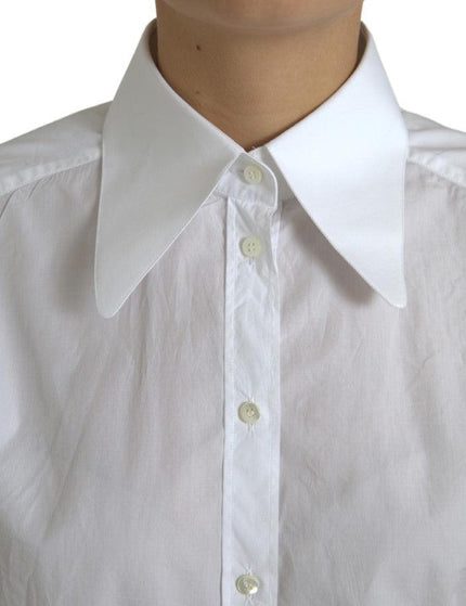 Dolce & Gabbana White Cotton Collared Long Sleeves Shirt Top - Ellie Belle