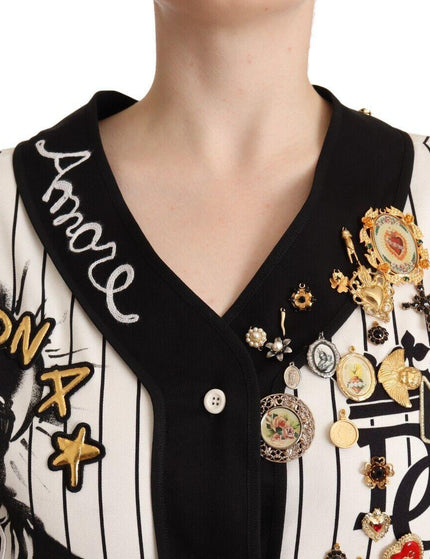 Dolce & Gabbana White Cotton Crystal Charms Amore Shirt - Ellie Belle