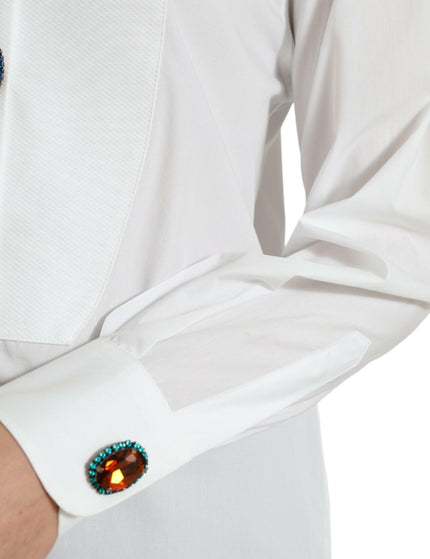 Dolce & Gabbana White Cotton Crystals Embellished Shirt Top - Ellie Belle