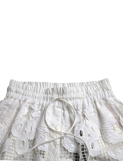 Dolce & Gabbana White Cotton Cutout High Waist Bermuda Shorts - Ellie Belle