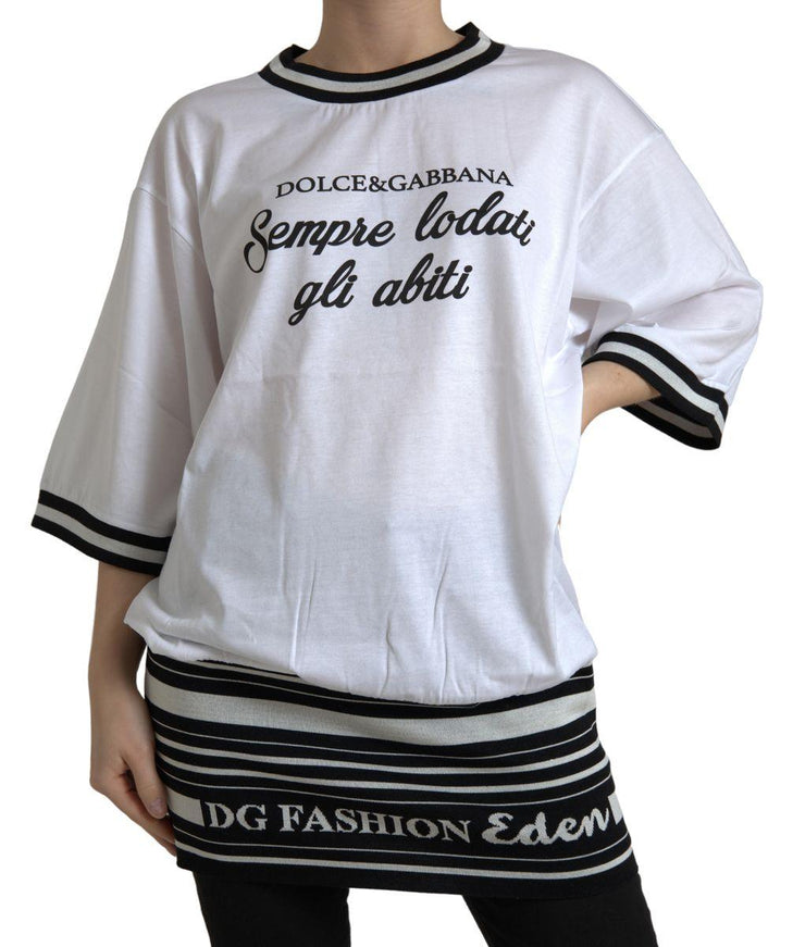 Dolce & Gabbana White Cotton DG Fashion Crew Neck Tee T-shirt - Ellie Belle