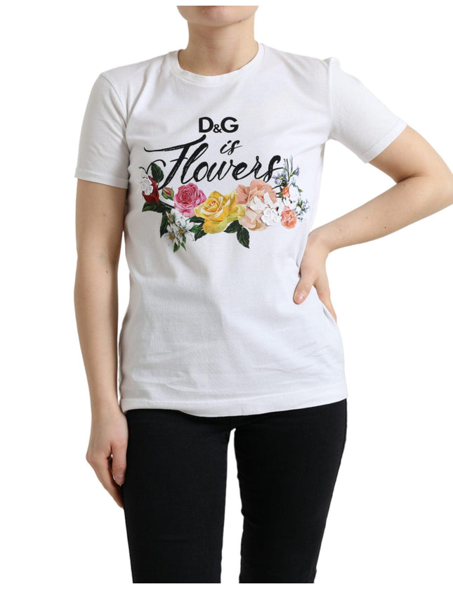 Dolce & Gabbana White Cotton DG Is Flower Crewneck Tee T-shirt - Ellie Belle