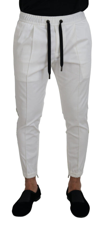 Dolce & Gabbana White Cotton DG Logo Jogger Pants - Ellie Belle