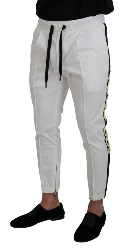 Dolce & Gabbana White Cotton DG Logo Jogger Pants - Ellie Belle