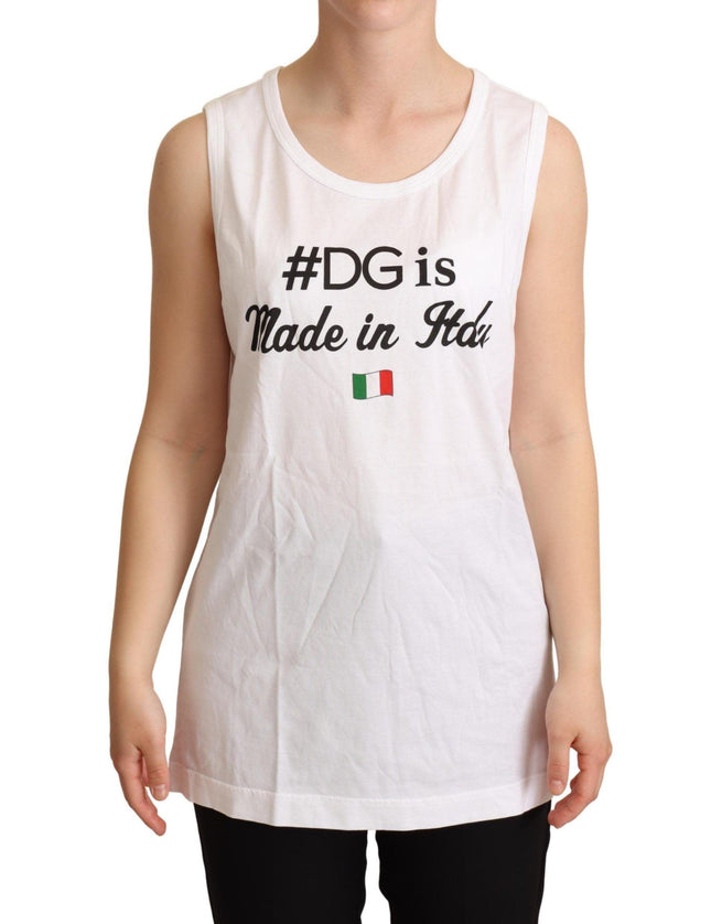 Dolce & Gabbana White Cotton #DG Motive Tank Top T-shirt - Ellie Belle