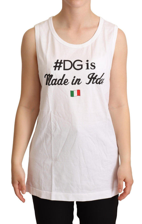 Dolce & Gabbana White Cotton #DG Motive Tank Top T-shirt - Ellie Belle