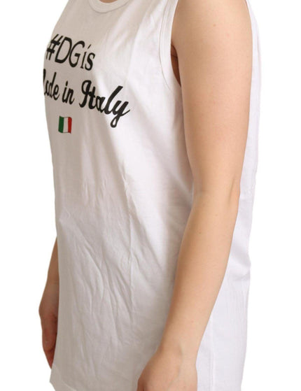 Dolce & Gabbana White Cotton #DG Motive Tank Top T-shirt - Ellie Belle