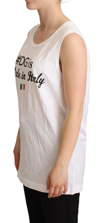 Dolce & Gabbana White Cotton #DG Motive Tank Top T-shirt - Ellie Belle