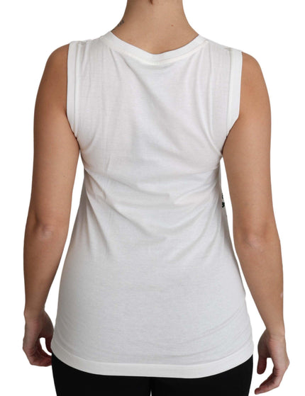 Dolce & Gabbana White Cotton #gdfamily Sleeveless Shirt Tank Top - Ellie Belle