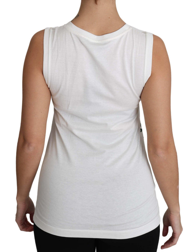 Dolce & Gabbana White Cotton #gdfamily Sleeveless Shirt Tank Top - Ellie Belle