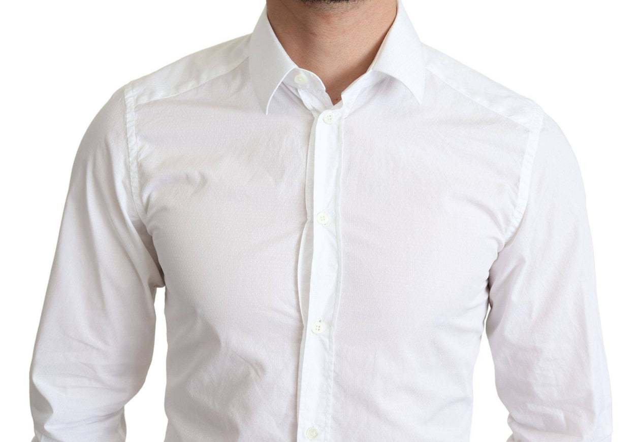 Dolce & Gabbana White Cotton Long Sleeves Men Formal Shirt - Ellie Belle