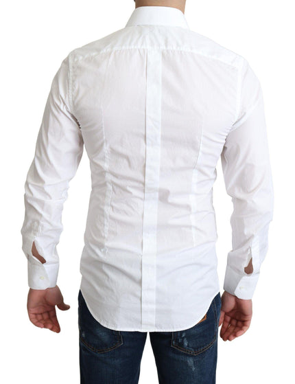 Dolce & Gabbana White Cotton Long Sleeves Men Formal Shirt - Ellie Belle