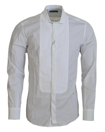 Dolce & Gabbana White Cotton Long Sleeves Mens Formal Shirt - Ellie Belle