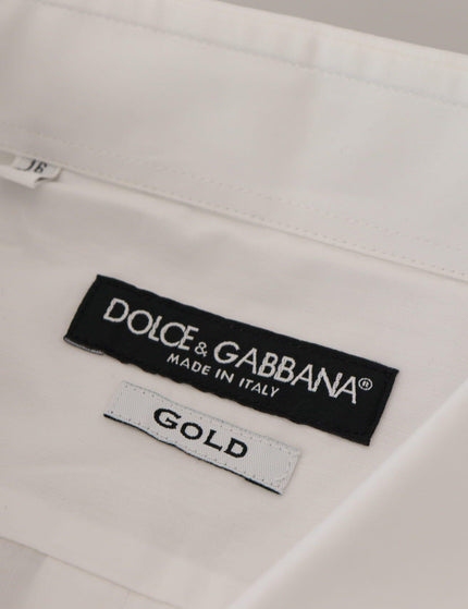 Dolce & Gabbana White Cotton Peacock Feather Formal GOLD Shirt - Ellie Belle