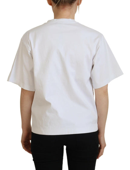Dolce & Gabbana White Cotton Printed Short Sleeve Top T-shirt - Ellie Belle