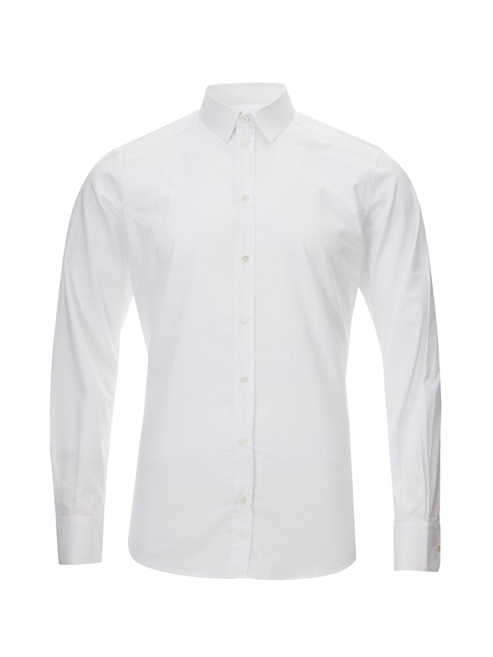 Dolce & Gabbana White Cotton Shirt with Micro Honeycomb detail - Ellie Belle