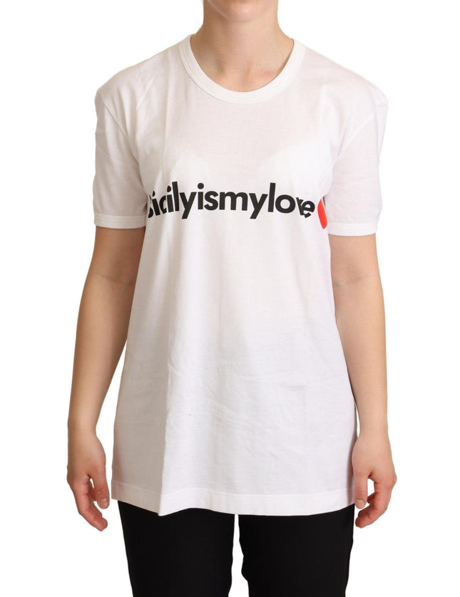 Dolce & Gabbana White Cotton #sicilyismylove Top T-shirt - Ellie Belle