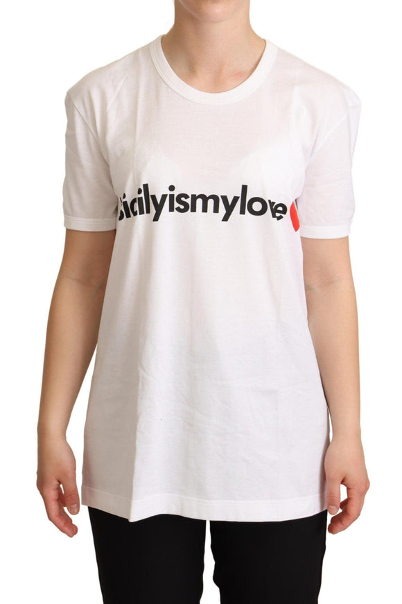 Dolce & Gabbana White Cotton #sicilyismylove Top T-shirt - Ellie Belle