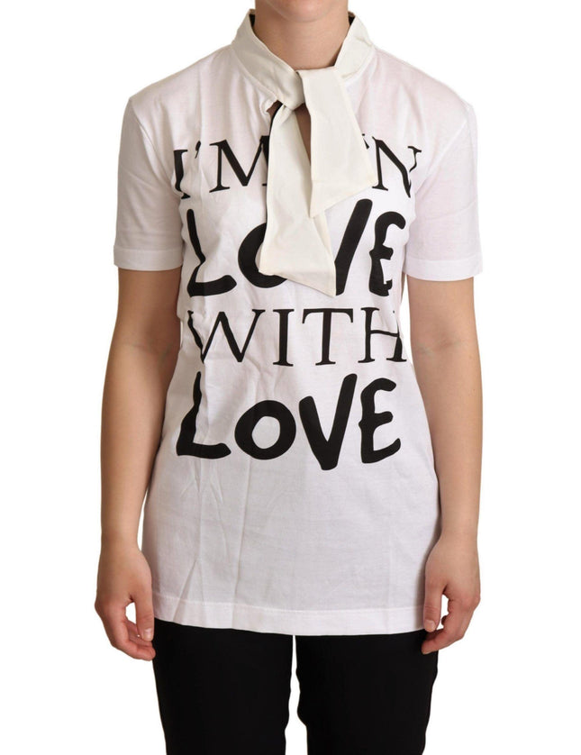 Dolce & Gabbana White Cotton Silk I'm In Love Top T-shirt - Ellie Belle