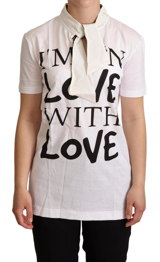 Dolce & Gabbana White Cotton Silk I'm In Love Top T-shirt - Ellie Belle