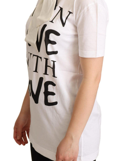 Dolce & Gabbana White Cotton Silk I'm In Love Top T-shirt - Ellie Belle