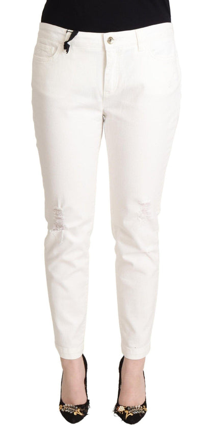 Dolce & Gabbana White Cotton Skinny Denim Women Pretty Jeans - Ellie Belle